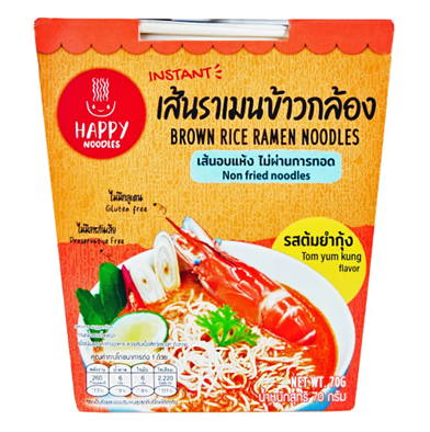 Лапша рамен из коричневого риса быстрого приготовления "Том Ям" Happy Noodle, 70 г