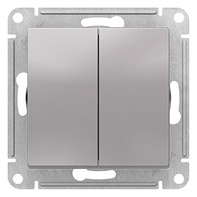 ATLASDESIGN 2-клавишный ПЕРЕКЛЮЧАТЕЛЬ, перекрестный, 2 x сх. 7, 10АХ, механизм, АЛЮМИНИЙ