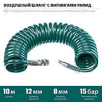Воздушный спиральный шланг с фитингами рапид, KRAFTOOL 10 м, 8 х 12 мм, 15 бар (06590-10), фото 6