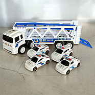 6835 Полицейский трейлер+ 4 машины в колбе 34х9см, фото 2