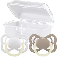 Соска-пустышка, свет. кольцо, симм. сосок, от 0 мес., сил., 2 шт. 33688/12 LUBBY в футляре