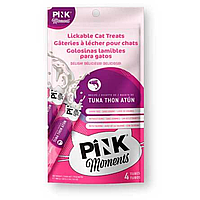 Pink moments пюре-лакомство для кошек и котят для кожи и шерсти, тунец с маслом лосося, 75 гр