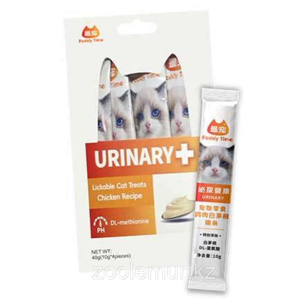 Paddy time функциональное лакомство-пюре Urinary Health для кошек и котят на основе куриного филе с тунцом, 40 г