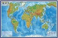 Интерактивная карта Мир физический 101х67 на рейках ламинированная КН079