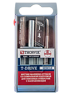 Метчик машинно-ручной T-DRIVE со спиральной подточкой для сквозных отверстий с направляющей в наборе М3х0.5,