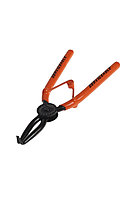 Съемник внешних стопорных колец ТУНДРА, удлиненные изогнутые губки на разжим, 180 мм