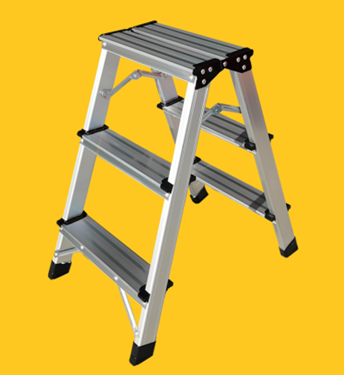 Двухстороння складная лестница, толщина профиля 1,0 мм, Кол-во ступеней: 2X7, Полная длина: 37cm