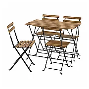 Стол+4  стула ТЭРНО, для улицы, черный/светло-коричневый ИКЕА, IKEA