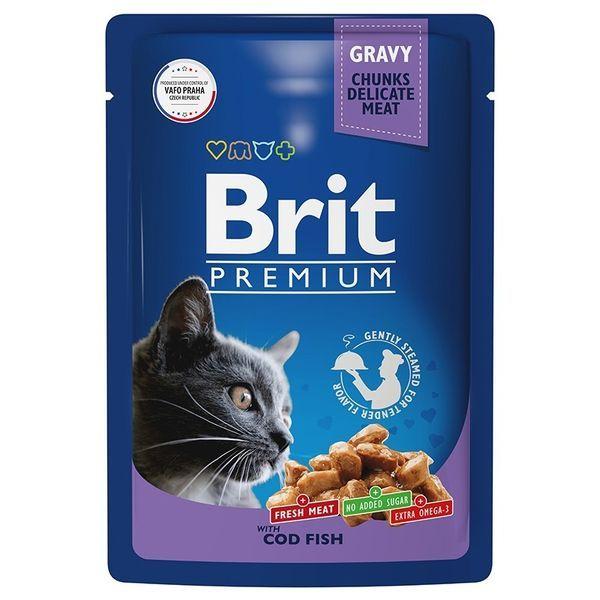 Brit Корм для кошек Треска утка в соусе, 85 г