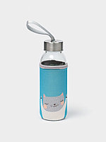 Бутылка для воды в чехле «Хитрый котик», 300 мл, h=17 см, рисунок МИКС