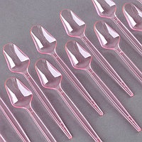 Ложки пластиковые, в наборе 12 шт., розовые