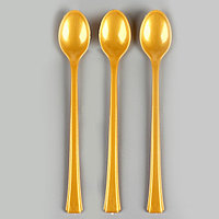 Ложки пластиковые, в наборе 12 штук, золотые