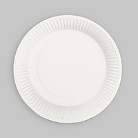 Тарелка одноразовая бумажная однотонная, голубая, 18 см