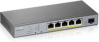 L2 коммутатор PoE+ для IP-видеокамер Zyxel GS1350-6HP, 4xGE PoE+, 1xGE PoE++ (802.3bt), 1xSFP, 60Вт