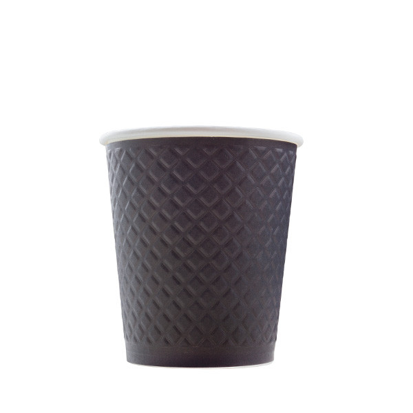 ЕМ80-280 Стакан Waffle Black бумажный одноразовый двухслойный 250 мл (упак.25 шт) 5768, 0478