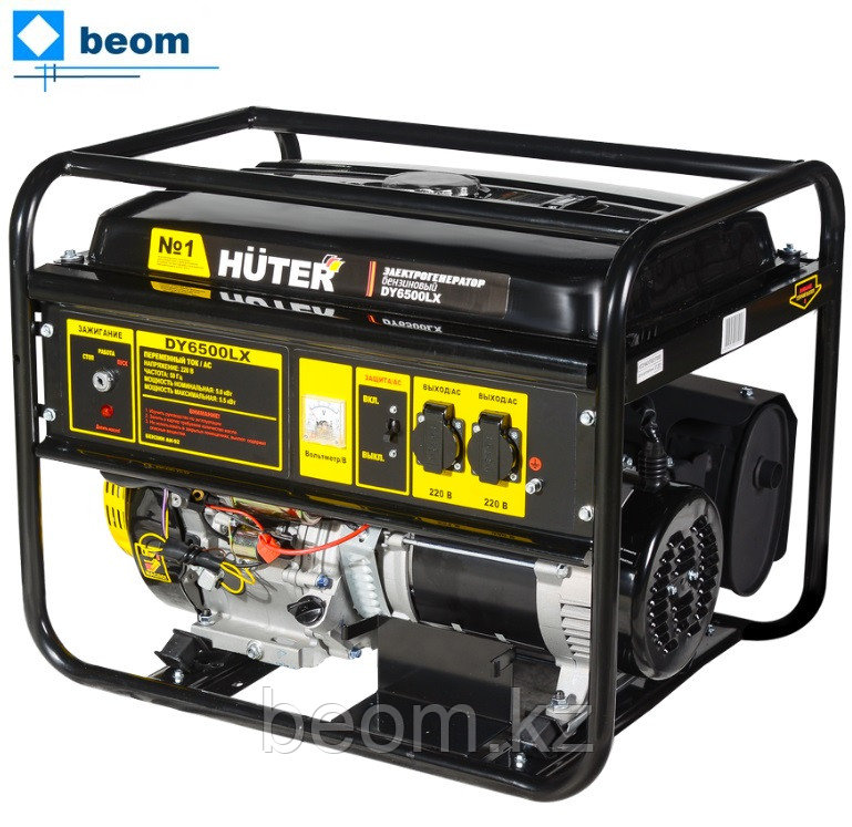 Бензиновый генератор HUTER DY6500LX (5000 Вт | 220 В | бак, л 22 | Вес, кг 72.7 | ручной стартер / электростартер )