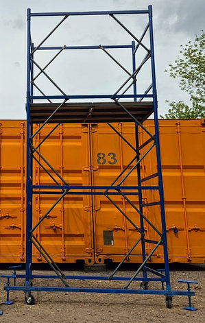 Вышка-тура +4 секции 2х1,2 м на колесах, рабочая высота 6,3 м., продажа вышки туры, мобильные строительные леса, фото 4