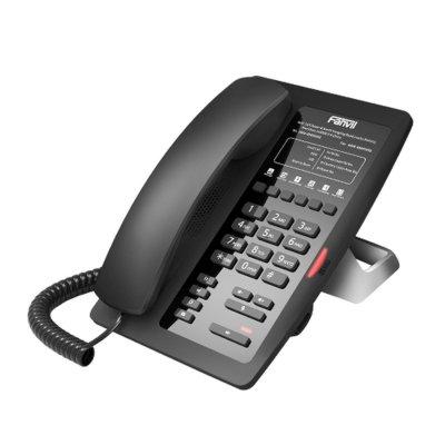 Fanvil H3 - IP-телефон гостиничный, 1-SIP, HD звук, 6 DSS клавиш, HD звук, 2*100 Base T, PoE (черный)