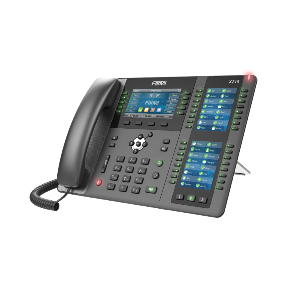 Fanvil X210 - IP-телефон, 20-SIP, HD звук, 4.3"+2.35"x2 (106 DSS клавиш) цв. экраны, H.264 прием, EHS, 2*1000