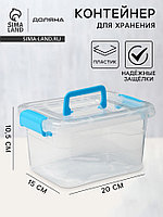 Контейнер для хранения Доляна, 20×15×10.5 см, крышка с ручкой на защёлке, МИКС