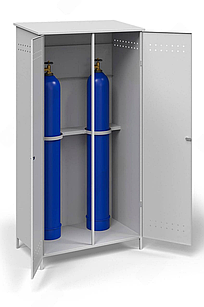Шкаф металлический для 2-х газовых баллонов ШГБК-V1 усиленный с уголком (2000х1000х560)