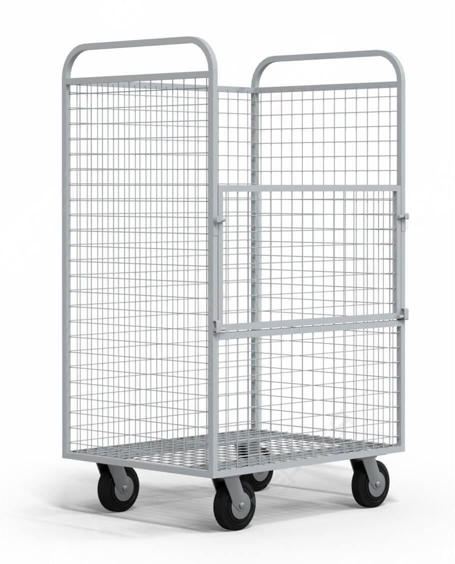 Складская металлическая тележка сетчатая СТК-900 (1550х900х700)