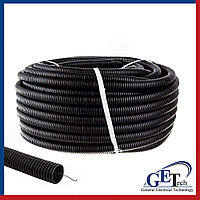 Труба гофрированная ПНД с зондом д. 16, 20, 25, 32, 40, 50 мм чёрная для прокладки кабеля.