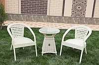 Комплект садовой плетеной мебели из ротанга Mebelux Deco Classic 3в1 на 2 персоны, белый