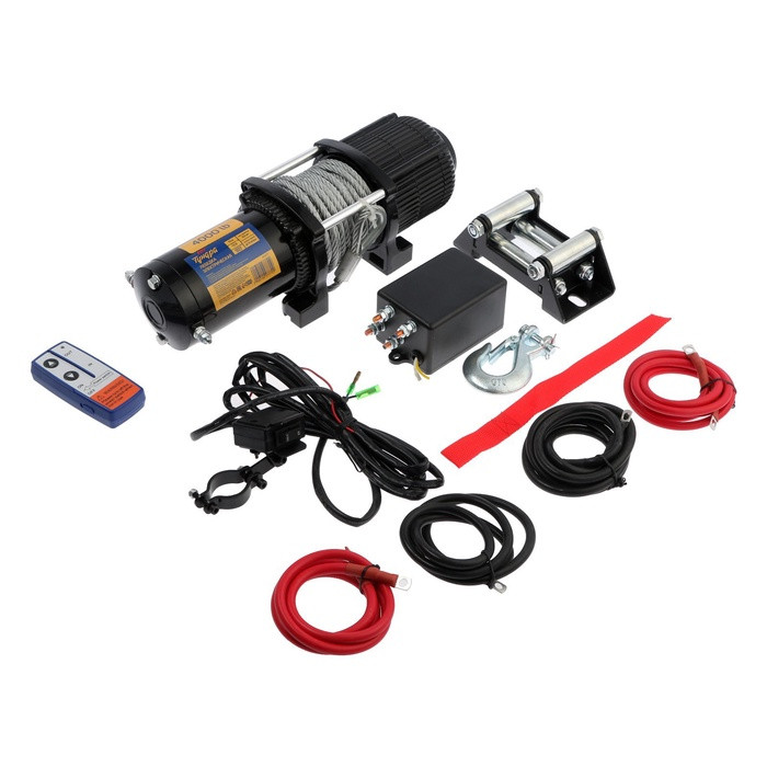 Лебедка электрическая ТУНДРА, 12V, 4000 lb (1.8 т), 1.7 л.с., до 6 м/мин, 5.5 мм × 10 м - фото 1 - id-p123808405