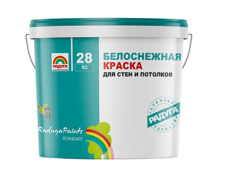 Қабырғалар мен төбелерге арналған Р-28 акрилді, қардай ақ бояу 2,5 кг