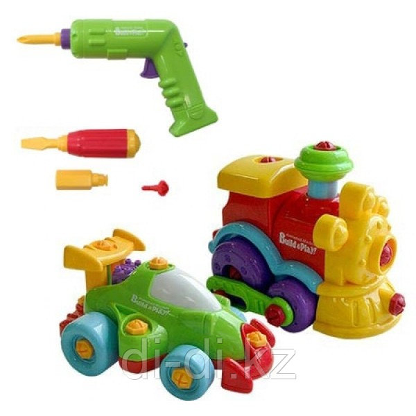 Набор "BUILD"N PLAY" машина+паровозик в коробке (Keenway,)