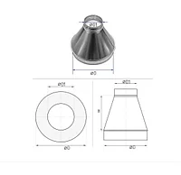 Зонт вентиляционный островной круглый Ø1000 h-1000 с врезкой под трубу Ø1