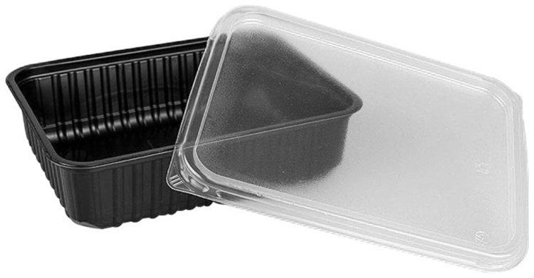 100ШТ/Контейнер черный "AkePlast" 750мл/прямоугольный/с крышкой/Пла002258/ПЛА002283, фото 1