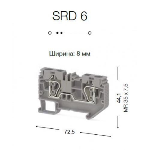 Пружинная клемма серии  SRD 6 (Зеленый)