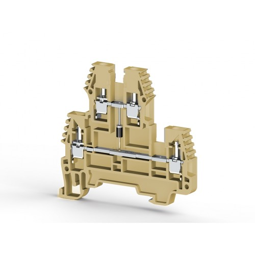 Клеммник 2-х ярусный, 2,5 мм.кв., с диодом, (бежевый);  PIK2,5ND-A