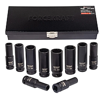 Forcekraft Набор головок ударных глубоких 1/2", 6гр., 10 предметов(10,12-15,17,19,21,22,24), в металлическом