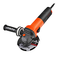 Машина углошлифовальная (УШМ) PATRIOT AG 115, диск 115мм, 850Вт, 11000 об/мин, тонкий корпус, виброзащитная рукоятка, усиленная за