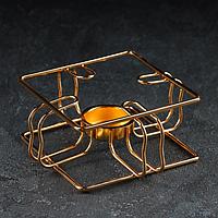 Подставка-подогрев для чайника, 15×15×6 см, золотистая