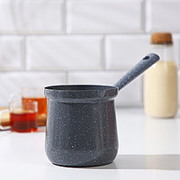 Турка Доляна «Мрамор грэй», 600 мл, d=10 см, 20.5×10×14 см, пластиковая ручка, антипригарное покрыти ...