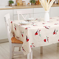 Клеёнка на стол Доляна «Снегири», на нетканой основе, ширина 137 см, рулон 20 м