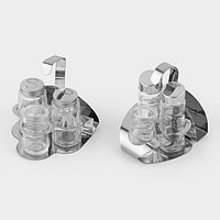 Набор для специй на подставке, 8 предметов: 2 солонки, 2 перечницы, 2 салфетницы, 2 ёмкости для зубо ...