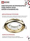 Светильник встраиваемый GX53R-standard RG-10PACK металл под лампу GX53 230В золото (10 шт./упак.) IN HOME, фото 6