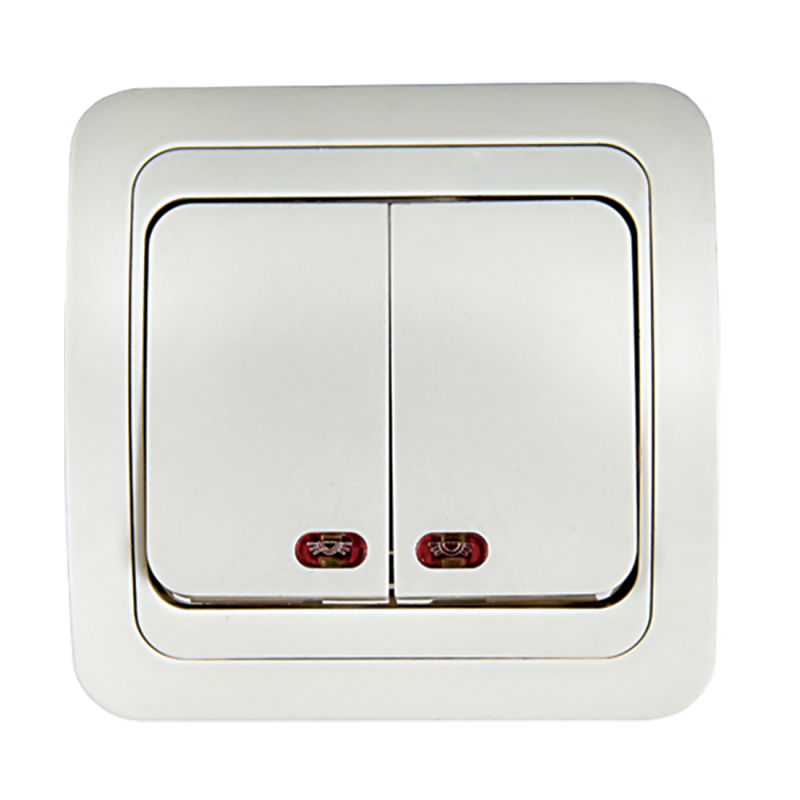 Выключатель двухклавишный с подсветкой CLASSICO белый 2123 IN HOME, фото 1