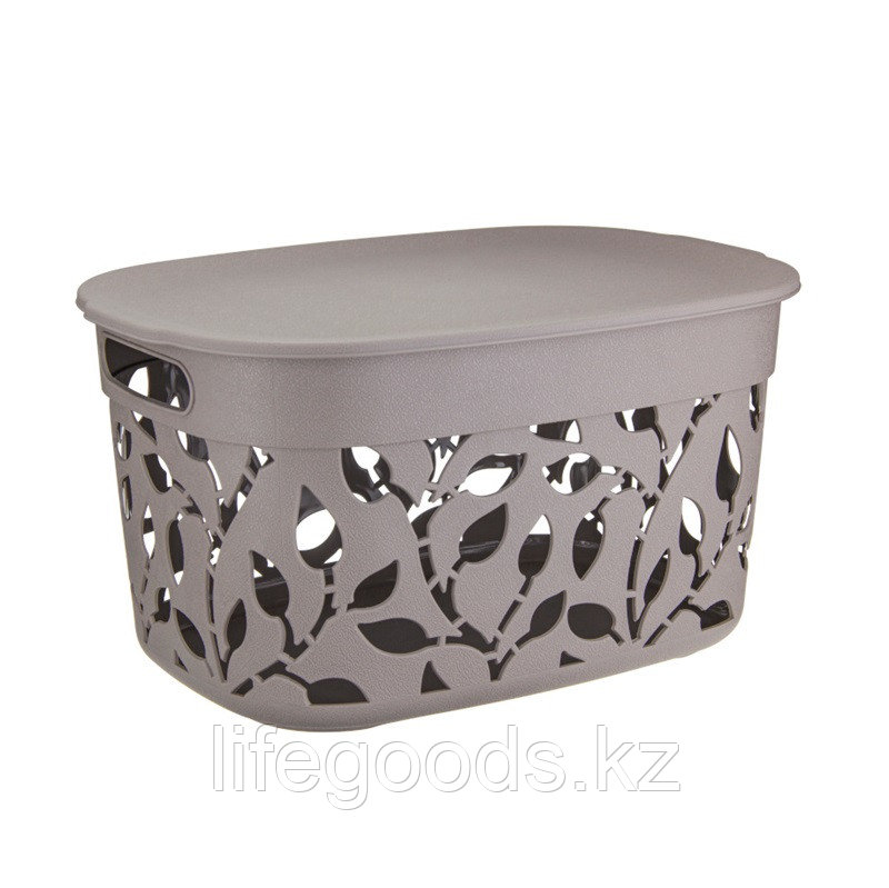 Коробка 12л "Флора" с крышкой (Французкий серый) М2363