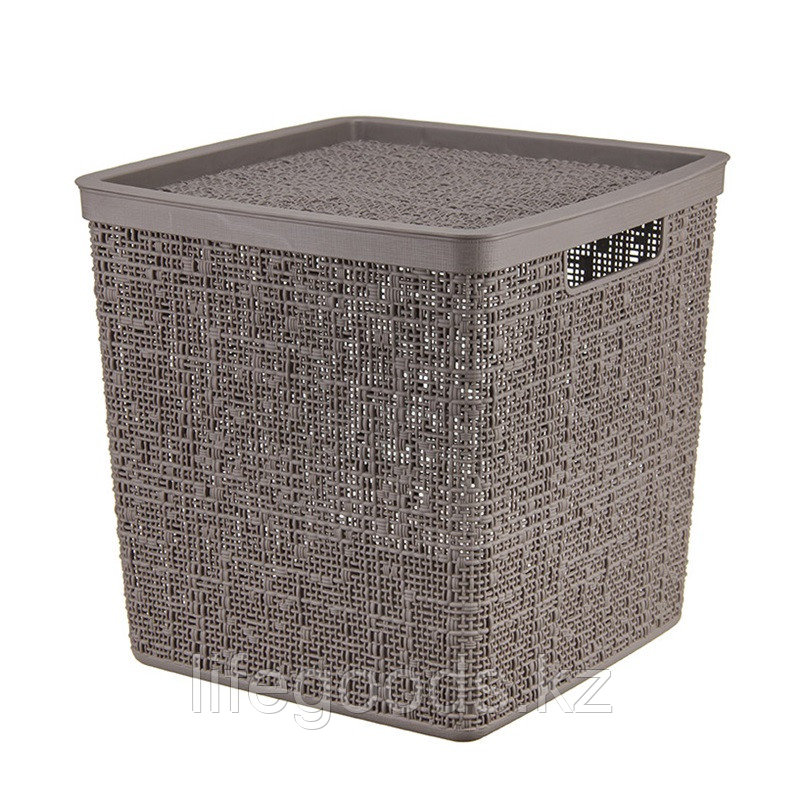 Коробка 17л "Бязь" с крышкой (Французский серый) М2327