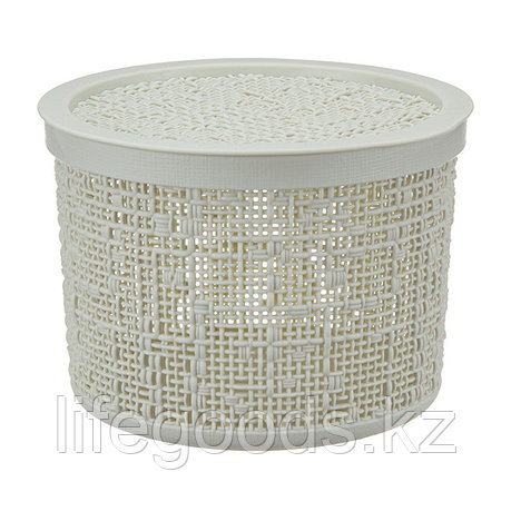 Коробка 2л "Бязь" с крышкой (Белый ротанг) М2328, фото 1