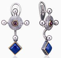 Женское серебряное 925пр кольцо Sarkissian (ручная работа) 19,05гр с натур. гранат, лазурит