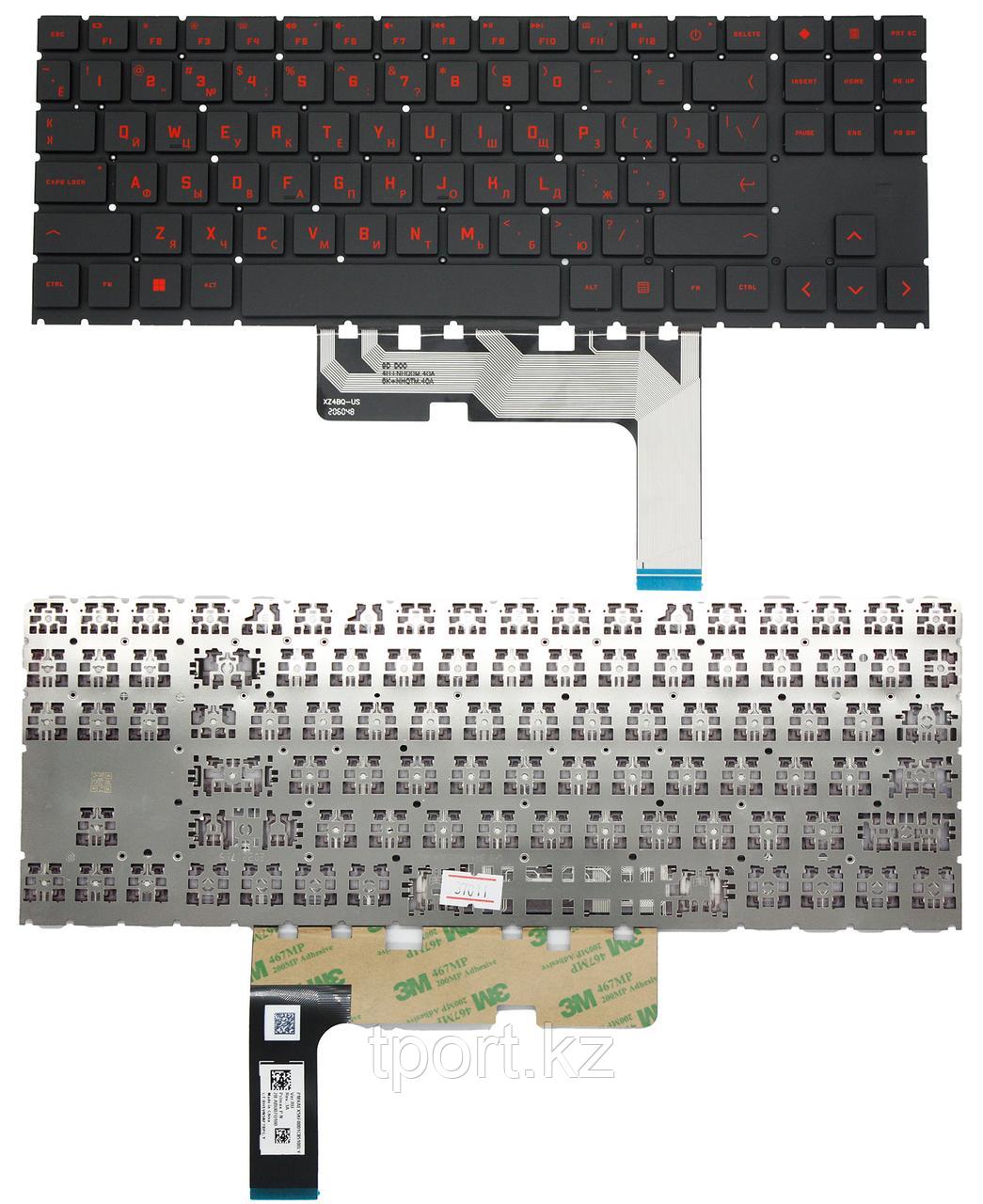 Клавиатура для ноутбука HP OMEN 15-en, RU, красная подсветка, без рамки, черная, фото 1