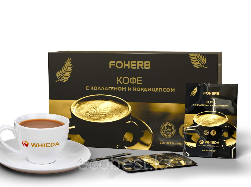 Кофе с кордицепсом и коллагеном, Whieda (FOHERB), 40пак.х 15г., фото 1