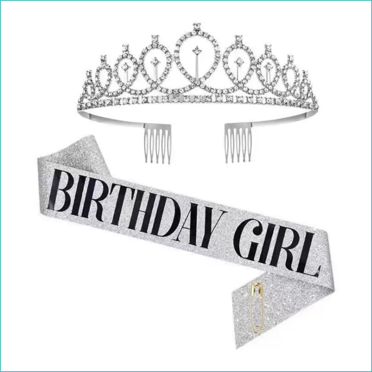 Набор для именинницы "Birthday Girl" — корона и лента (Silver)